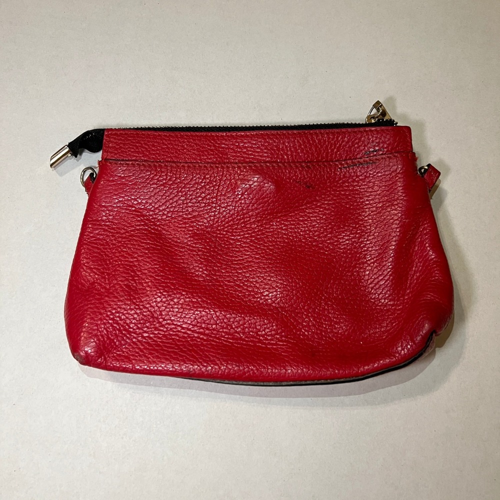 VTG Leather A. Bellucci Clutch Small Red Pebbled Women Pouch Bag Made Italy FLAW